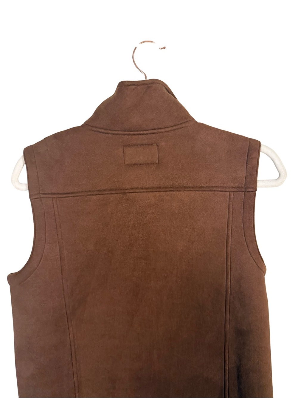 Ralph Lauren Brown Zip-Front Fleece Faux Suede Vest Size S Western Equestrian - Picture 12 of 13